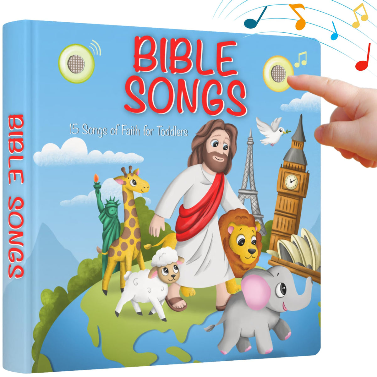 LEARNING BUGS Christian Bible Songs  15 Songs of Faith for Little Ones, Musical Books for Toddlers, 28Button Music Book, Music