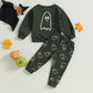 Toddler Baby Girl Boy Halloween Clothes Pumpkin Shirt Ghost Sweatshirt Pants Fall Outfit Baby Halloween Costumes (Dark Green Gho