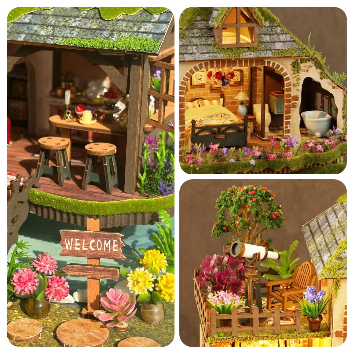 RHZN Miniature House Kit - DIY Dollhouse Building Kit for Adults - Wooden Forest Adventure