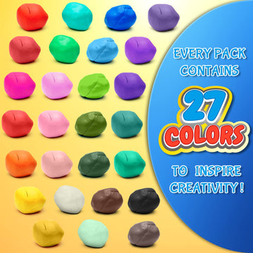 Essenson Air Dry Clay 27 Colors, Modeling Clay For Kids, Diy Molding Magic Clay For With Tools, Toys Gifts For Age 3 4 5 6 7 8+ Years Old Boys Girls Kids