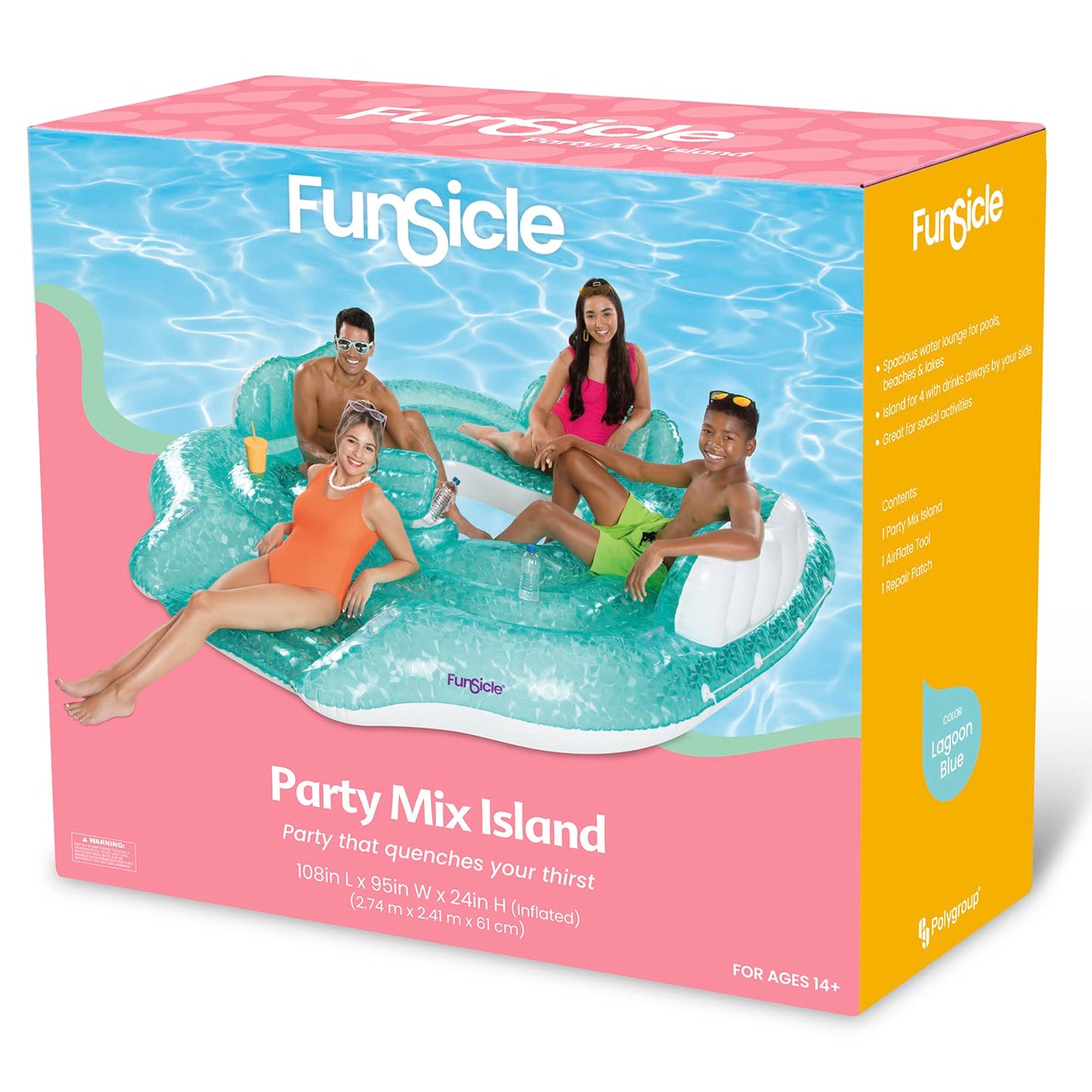Funsicle 9 ft Party Mix Inflatable Island Float  mature-themed-Sized