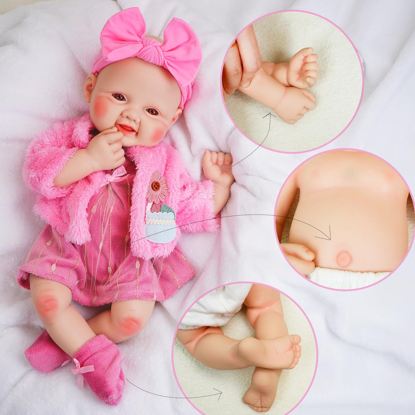 Kuiceo Reborn Baby Dolls That Lifelike -16 Inch Full Body Silicone Sleeping Baby Girl Handmade Face Realistic Body Details For C