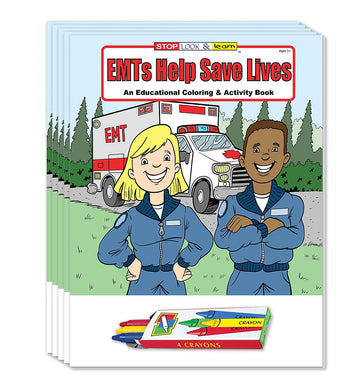 ZOCO - Emergency EMS Workers Save Lives - Coloring & Activity Books (25 Bulk Pack, with Crayons) - Paramedics, Ambulance, 911 Gi