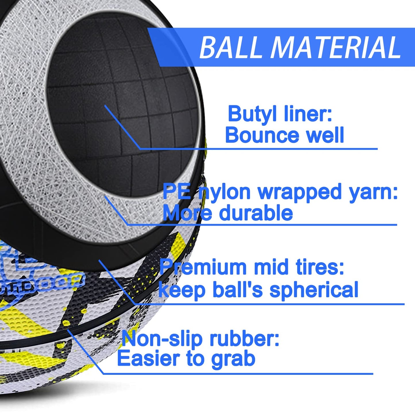 Kids Basketball Size 3(22'),Youth Basketballs Size 5(27.5')For Play Games Indoor Backyard Outdoor Park Beach & Pool, Beginner Training Basketball