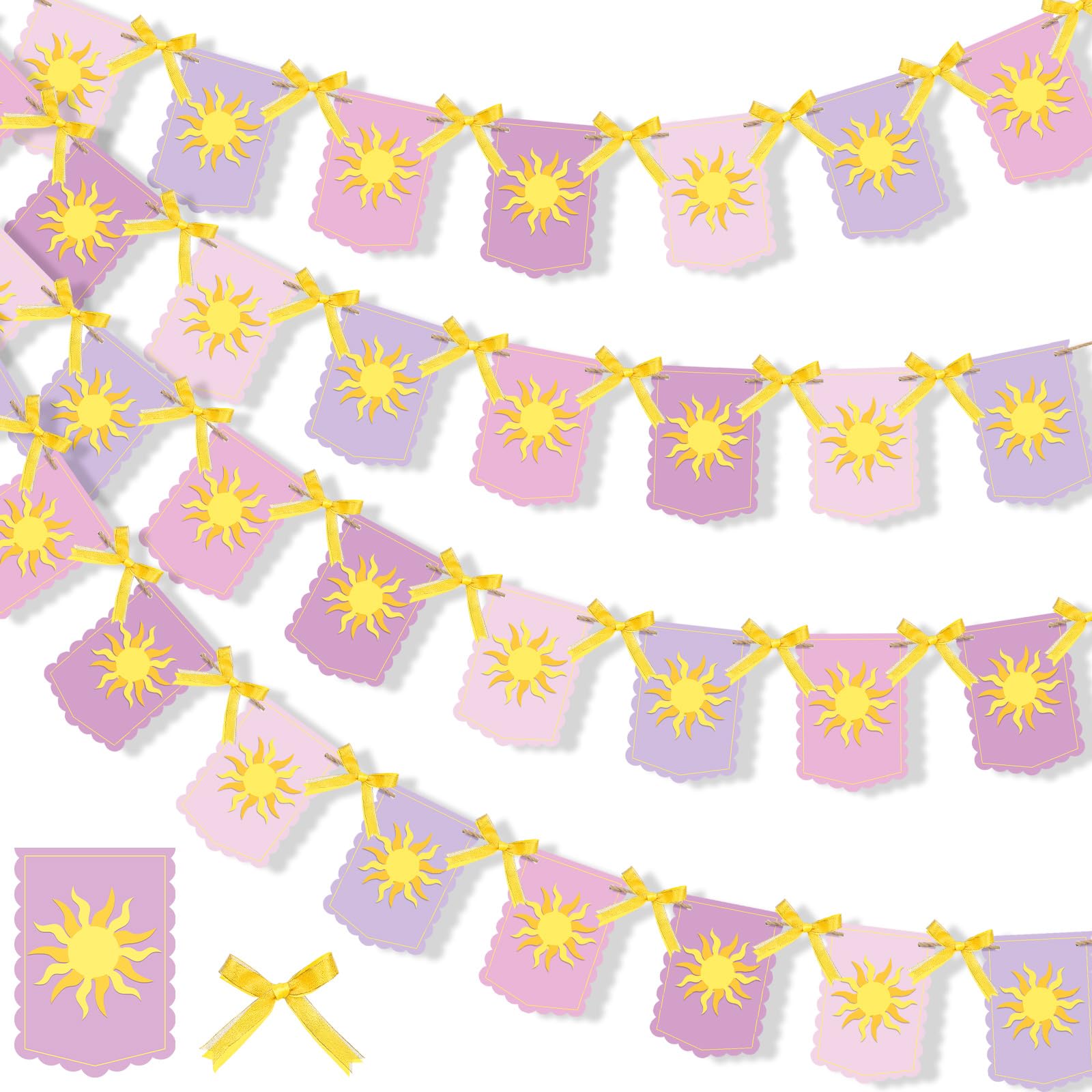 TaoBary Purple Sun Flag Banner Purple Sun Hanging Bunting Banner Flag String Bunting Garland for Wedding Lavender Photo Props Bi