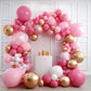 Partywoo Pink And Gold Balloons, 140 Pcs Pastel Pink And Chrome Gold Balloons Different Sizes Pack Of 18 Inch 12 Inch 10 Inch 5 Inch For Balloon Garland Arch As Birthday Decorations, Party Decorations