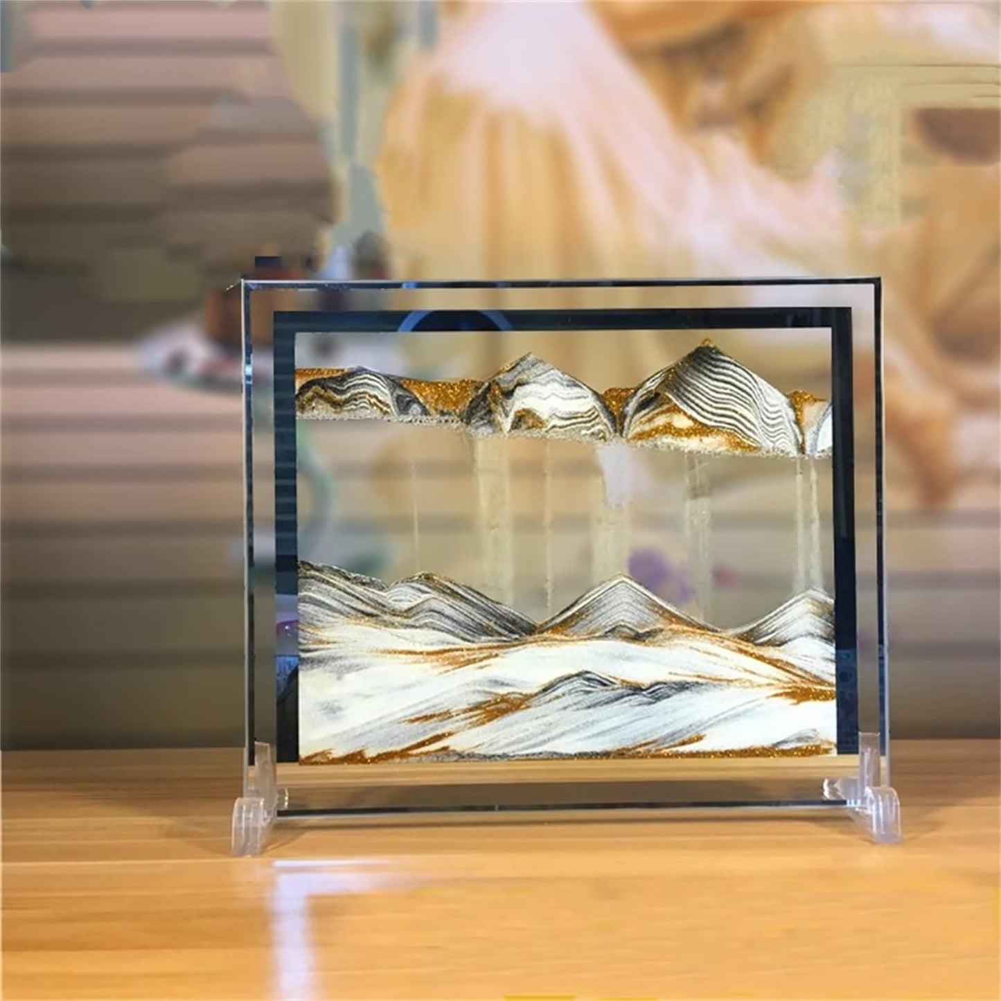 Lcdoclak Moving Sand Art Picture (12 * 10 In),3D Hourglass Deep Sea Sandscape,3D Desktop Art For Home Office Decoration