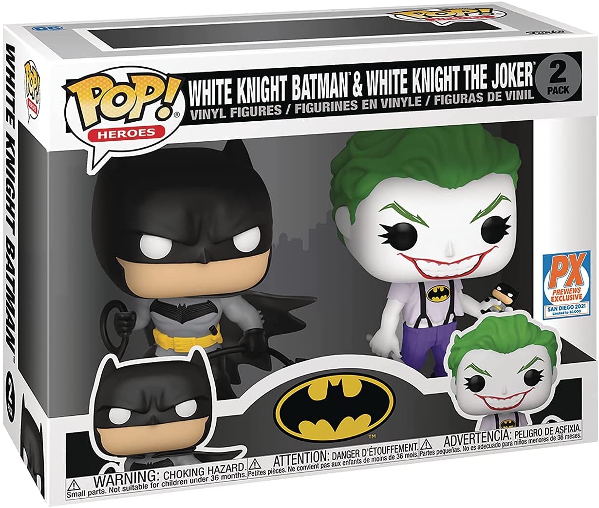 San Diego Comic-Con 2021 Exclusive Pop! Dc Heroes: Batman White Knight: Batman & Joker Vinyl Figure 2-Pack