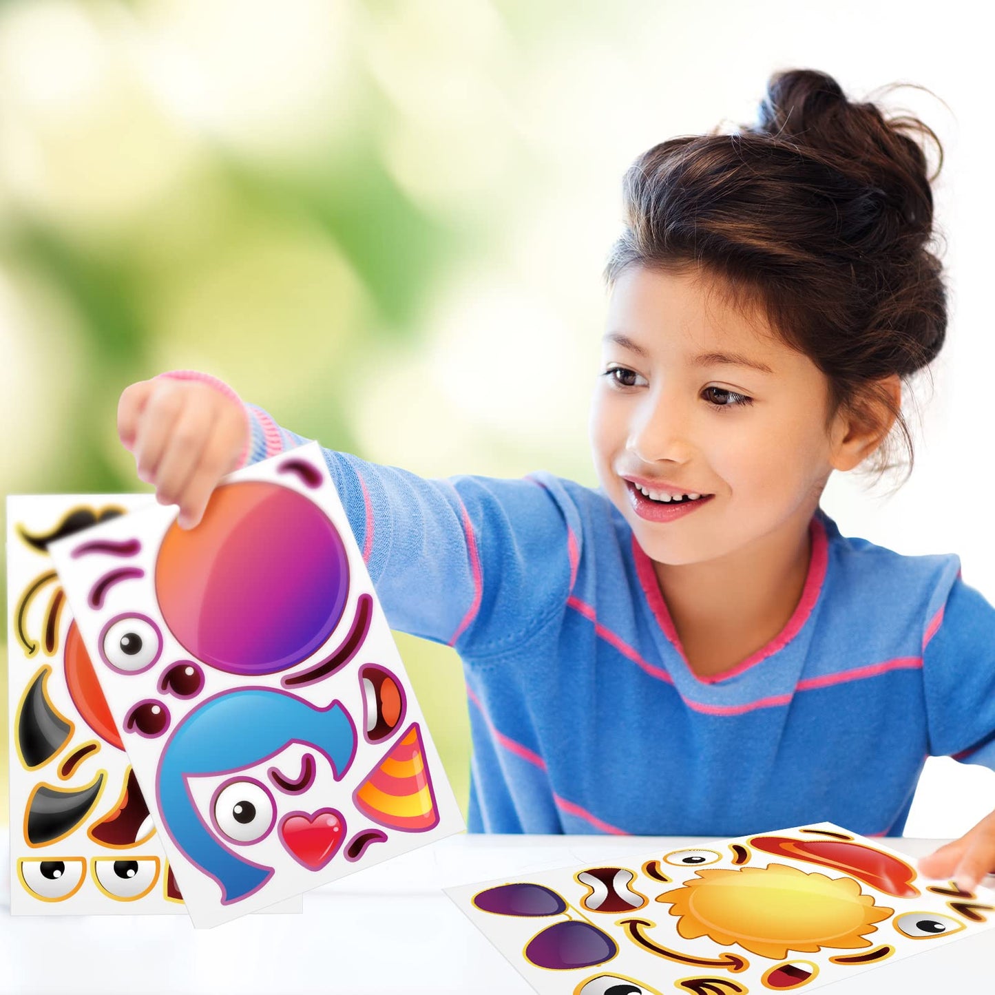 48 Piece Make a Face Own Stickers - Stickers for Kids Your Own Face Craft Reward DIY Birthday Party Supply with 8 Designs