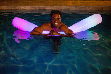 PoolCandy Inflatable Jumbo Swim Noodles (Illuminated LED Color Changing Swim Noodle)