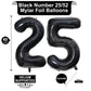 LHOAVWE 40 Inch Black Mylar Number 25 Balloons - Giant Foil Helium Birthday Party Decorations