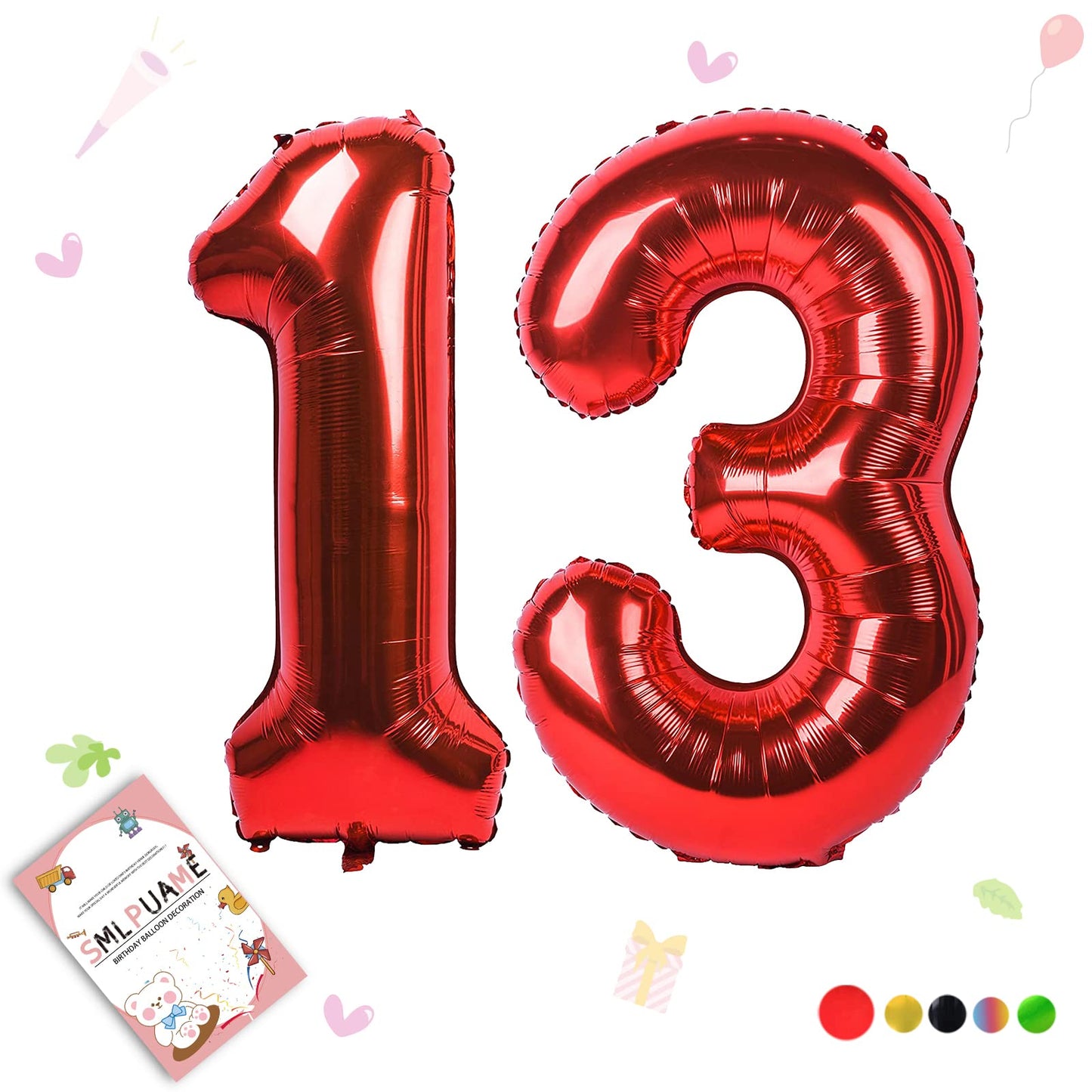 Smlpuame 40 Inch Number Balloon 0-9 Red Large Number 13 Balloons,Digital Balloons For Birthday Party Celebration Decorations Sup