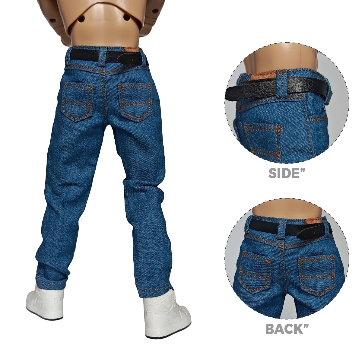 Panchitalk 1/6 Scale Soldier Pants Classic Jeans & Belt Model For 12'' Male Action Figure Body (Blue)