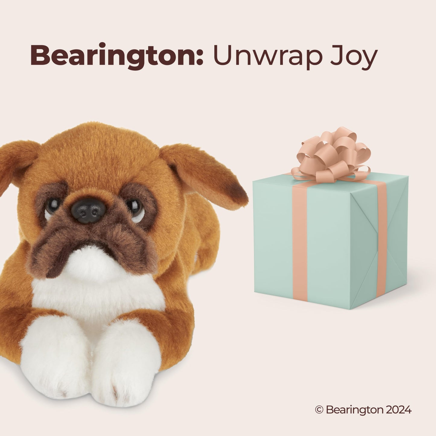 Bearington Boxer Dog Stuffed Animal: Brown and White Plush Fur  enhanced Fill  Realistic Breed Details; Perfect Birthday for Puppy Fans and Kids of All Ages; 8 inches (Lil Roscoe)
