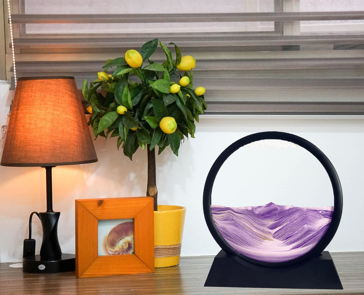 SANDCLE Moving Sand Art 3D Deep Sea Sandscape - 7" Purple Glass Decor