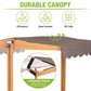 Kids Wooden Outdoor Sandbox W/Canopy, 2 Foldable Bench Seats, Retractable Roof Sand Protection Liner 47X47-Inch
