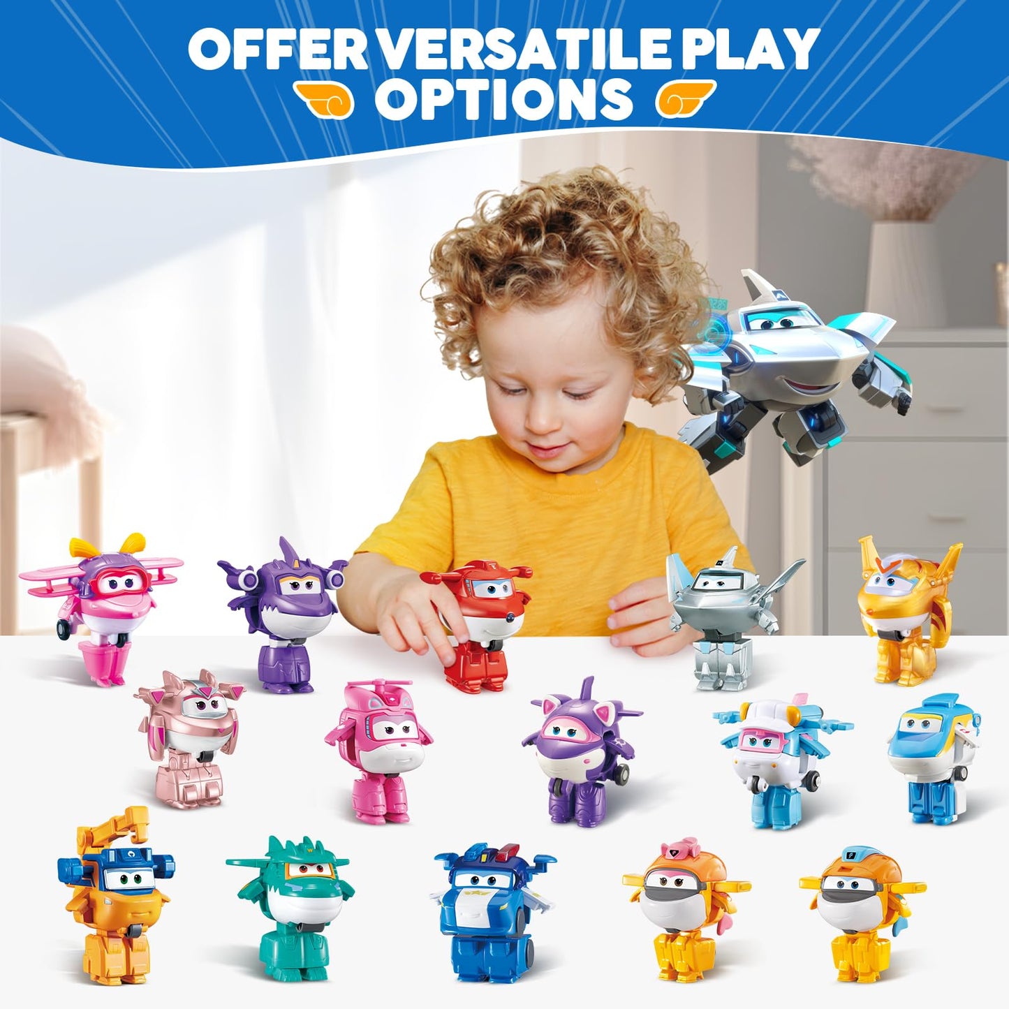Super Wings Transformable Toys, 2 In Traver Robot Transforming Action Figures, 2-In-1 Mode Robot Toys For Boys Girls 4-6 6-8, Fu