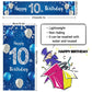 Happy 10Th Birthday Door Cover Porch Banner Sign Set - 10 Years Old Birthday Decoraions Party Supplies For Men - Blue