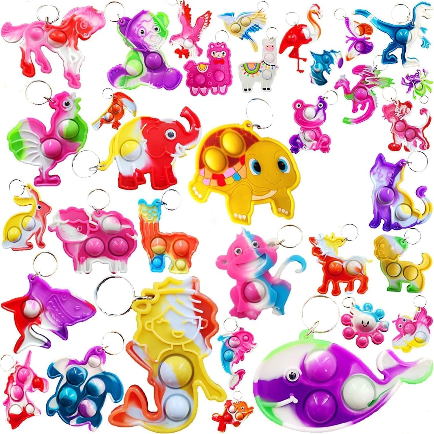 40 Packs Variety Animal Christmas Classroom Students Bulk Rainbow Bubbel Fidgets Gifts from Teach  Mini Pop Holiday Rewards Party Favors for Kids mature-themed