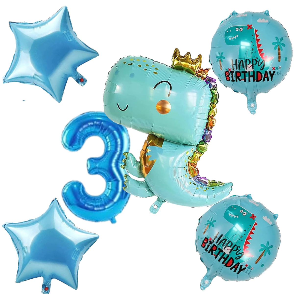 FI  FLICK IN 6 Pcs Dinosaur Theme Birthday Decorations 3rd year Jungle Theme Decoration Cute Baby Dino Foil Balloon Theme For K