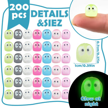WOZADU 200 PCS Luminous Mini Resin Owl Elves Figurines for Dollhouse Decoration Tiny Ghost Resin Miniature Things for Fairy Garden Micro Landscaping Decoration Cake Toppers Decor