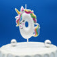 DERVENTA Birthday Candle Number White Unicorn Themed Party Decorations Beautiful Cake Topper 1 Piece (Unicorn Number 0)