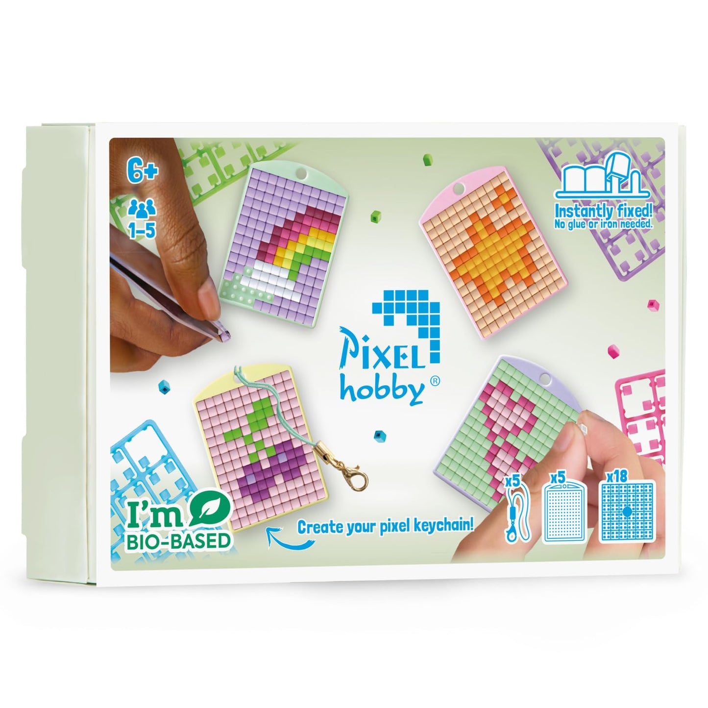 Pixel P23905 Mosaic Medallion Theme Box Cute Keyring for Children to Design Yourself, Easy Plug-in System, No Ironing or Gluing,