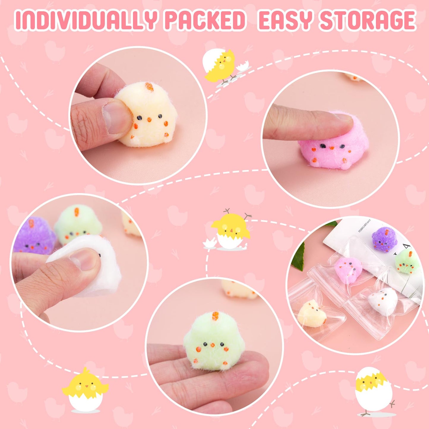 Babycop Mini Chick Squishy Toys 8pcs - Easter Basket Stuffers & Easter Egg Fillers, Cute Stress Relief Squishies for Kids Adults