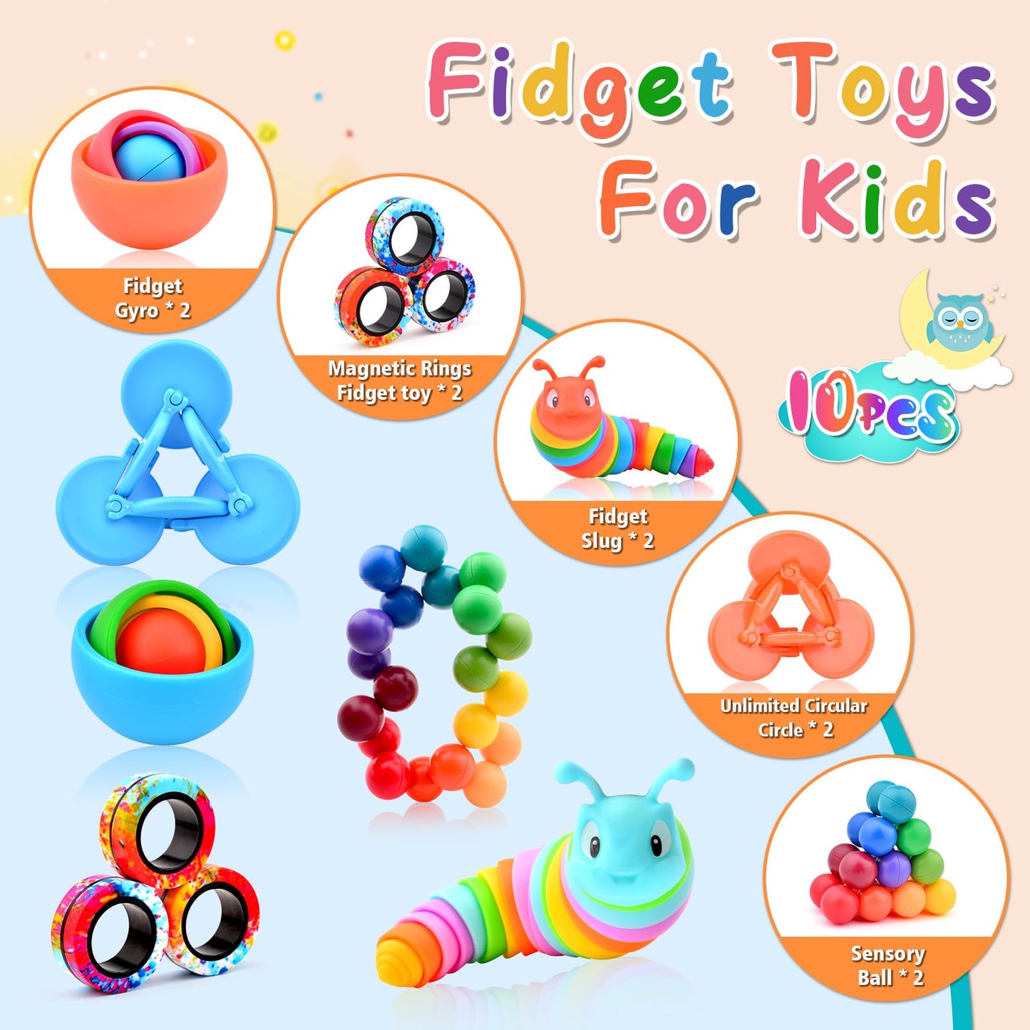 Fidget Toys Adults Pack, Fidget Spinner For Kids, 10Pc Sensory Toys Pack For Kids Teen Autism, Desk Toy Stress Relief Toys For A