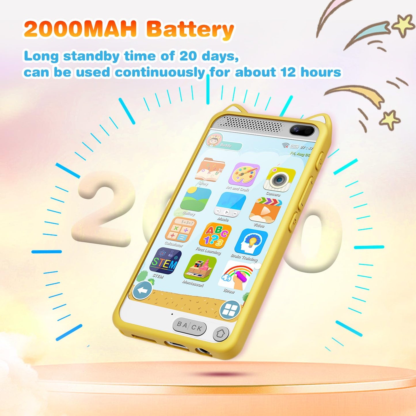 Kids Toys Phone 3.97'' Touchscreen Learning Phone Puzzle Games Christmas Birthday Gifts for Kids, Toddler Toys for Girls Age 3 4