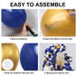 Blue And Gold Balloons Arch Garland Kit, 134Pcs Navy Blue Gold White Balloons With Different Size For Graduation, Birthday, Anni