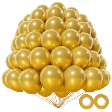 Kawkalsh 100Pcs 5 Inch Gold Balloons, Small Mini Metallic Latex Balloons For Party Birthday Baby Shower Anniversary Festival Arc