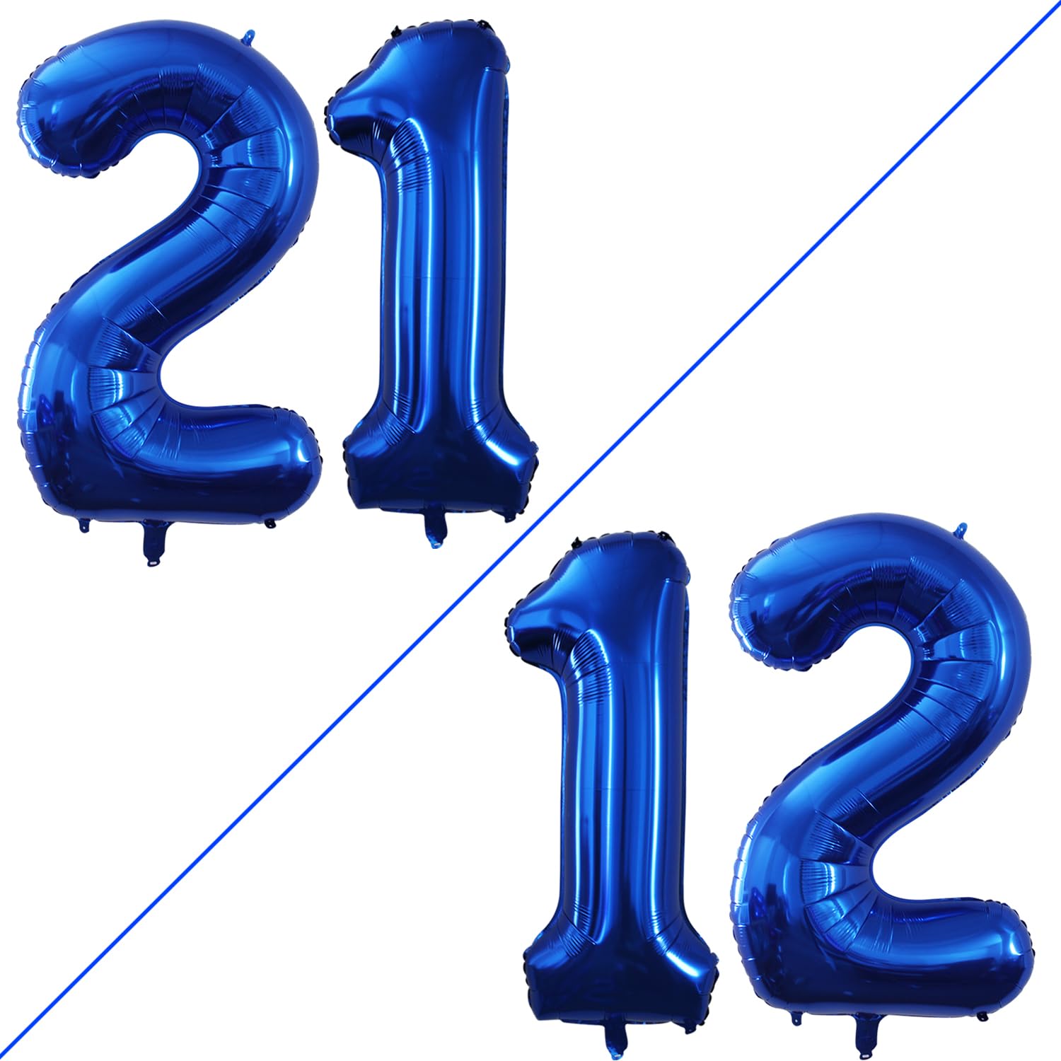 Goer Number 12 Balloons For 12Th Birthday Sweet 12 Party Decorations,42 Inch Jumbo Foil Helium 21 Balloons For 21St Birthday Party Decoration (Blue)