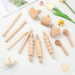 Kisangel 12pcs Wooden Dough Tools Clay Pattern Rolling Pin Set Dough Molding Shaping Tool for Toddler Kids Art Craft Activity Su