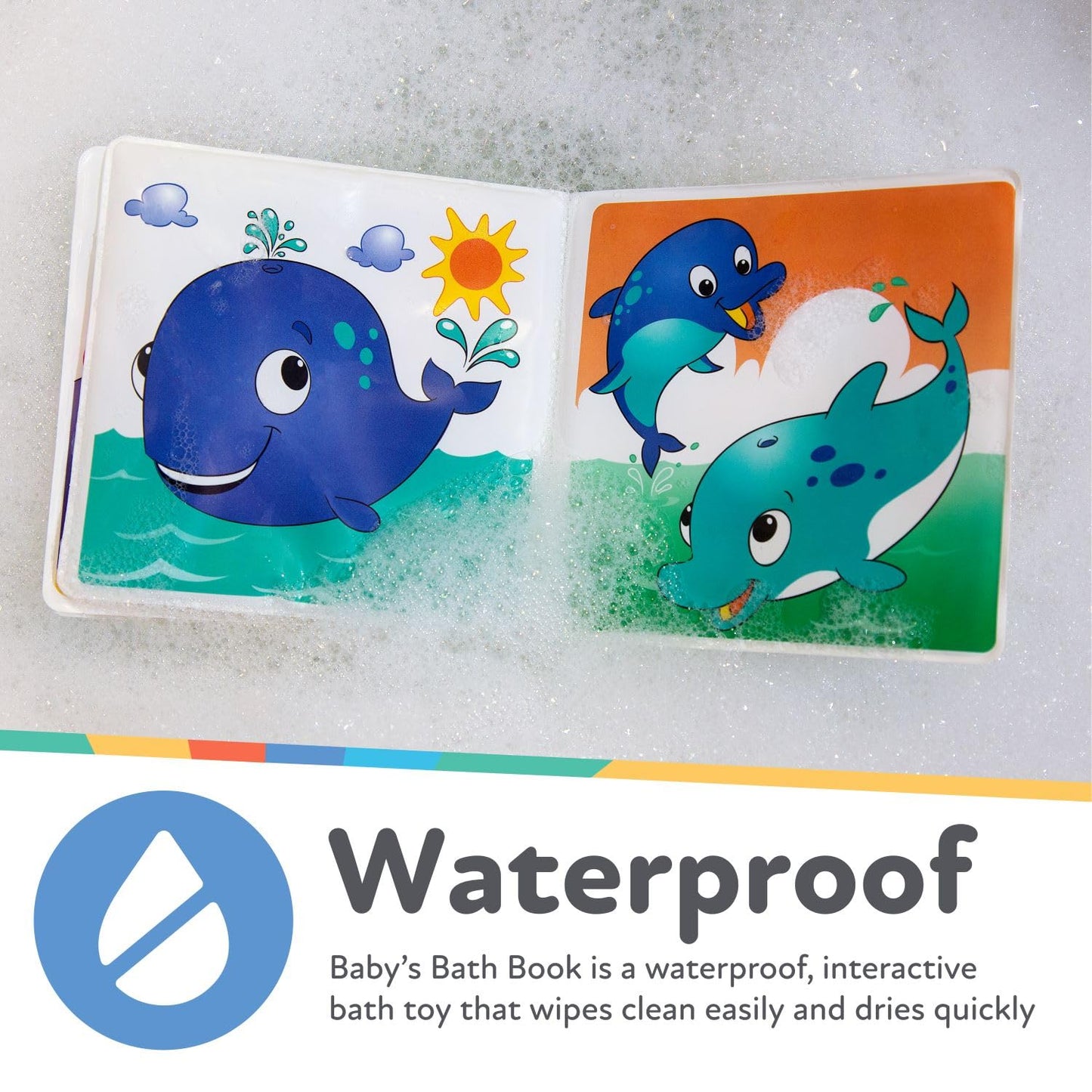 Nuby Bath Fun Time Book - Waterproof Pages, Surprise Squeaker, 1 Count, White, Model 4755