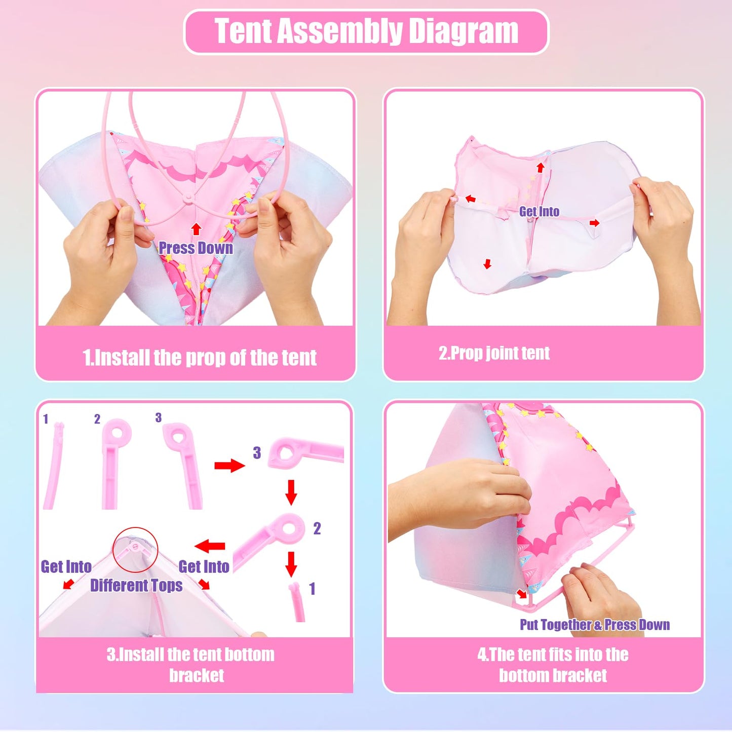 BARWA 35 Pcs Travel Camping Tent Set Include Doll Tent Casual Dress  Outfits  Campfire with Light  Telescope  Backpack  Placemat  Chair  Toy Dog Camping Playset for 11.5 Inch Girl Dolls for Kid