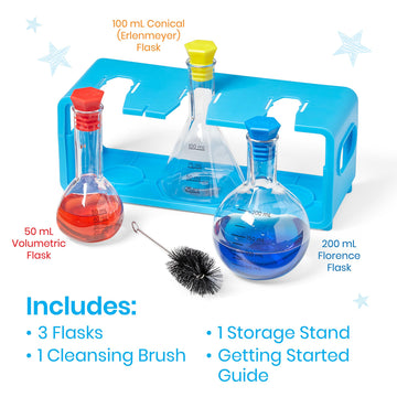 Hand2Mind Starter Science Measuring Flask Set, Plastic Beakers For Kids, Science Lab Equipment, Measuring Toys For Kids, Kids Chemistry Set, Educational Science Kits, Science Supplies For Classroom