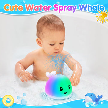 Baby Whale Bath Toy, Baby Bath Toys For 6-12 12-18 Months Bath Toys For Kids Ages 1-3 Light Up Bath Fountain Toys Whale Bath Toy