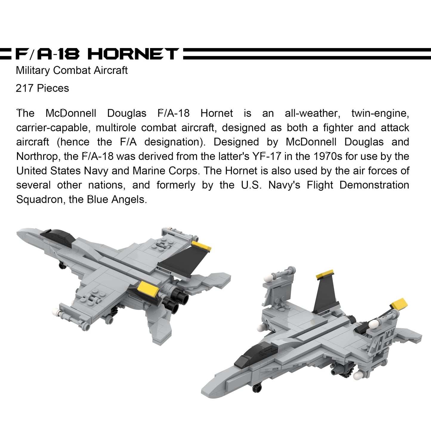 Apostrophe Games 5 Military Building Block Sets (728 Pieces) F/A-18 Hornet, F-14 Tomcat Fighter Jet, Ah-64 Apache Helicopter, M2