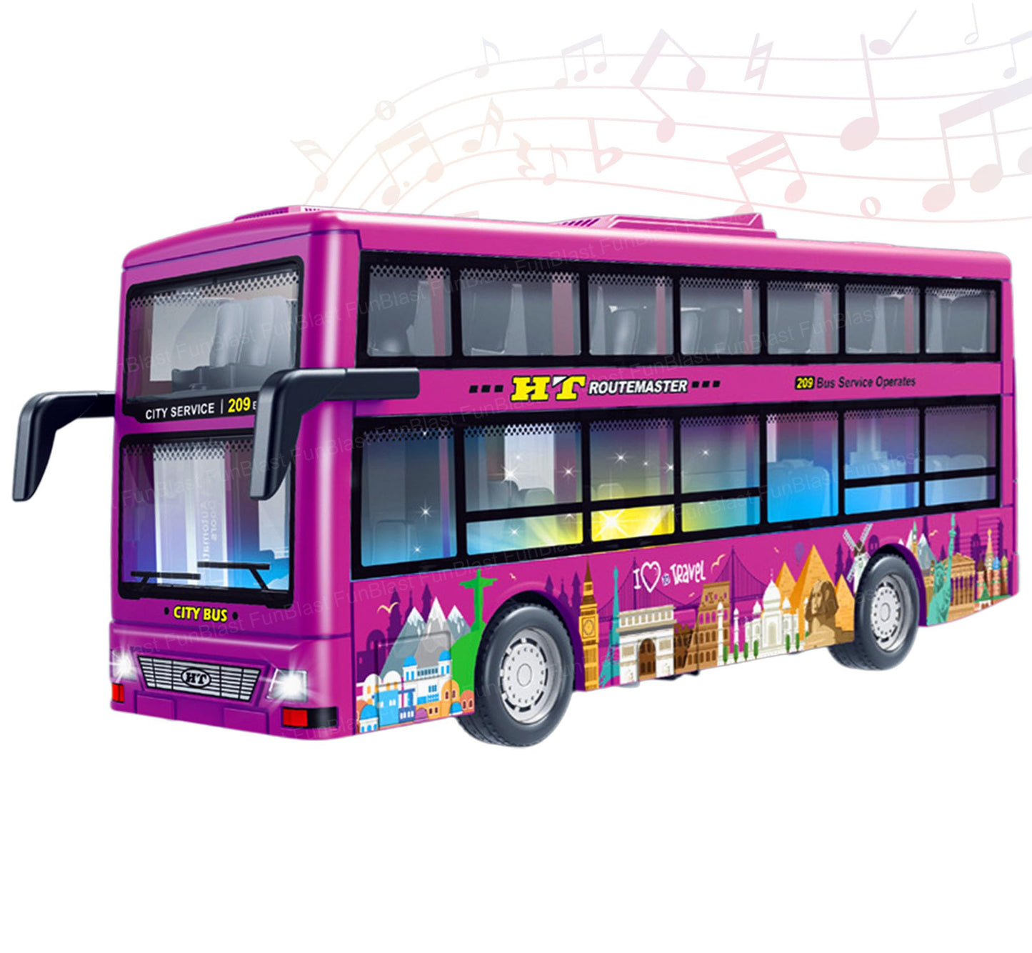 Funblast City Bus Toy For Kids - Push & Go Vehicle With Sound And Light Effects, Toy Bus For Boys & Girls Age 3+ Years Boys And 