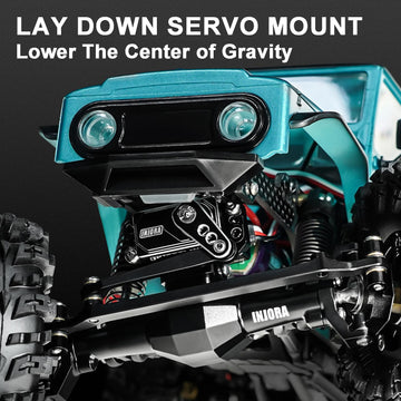 INJORA +4mm Diamond Axles with Lay Down Servo Mount & Links for 1/18 TRX4M(Black)