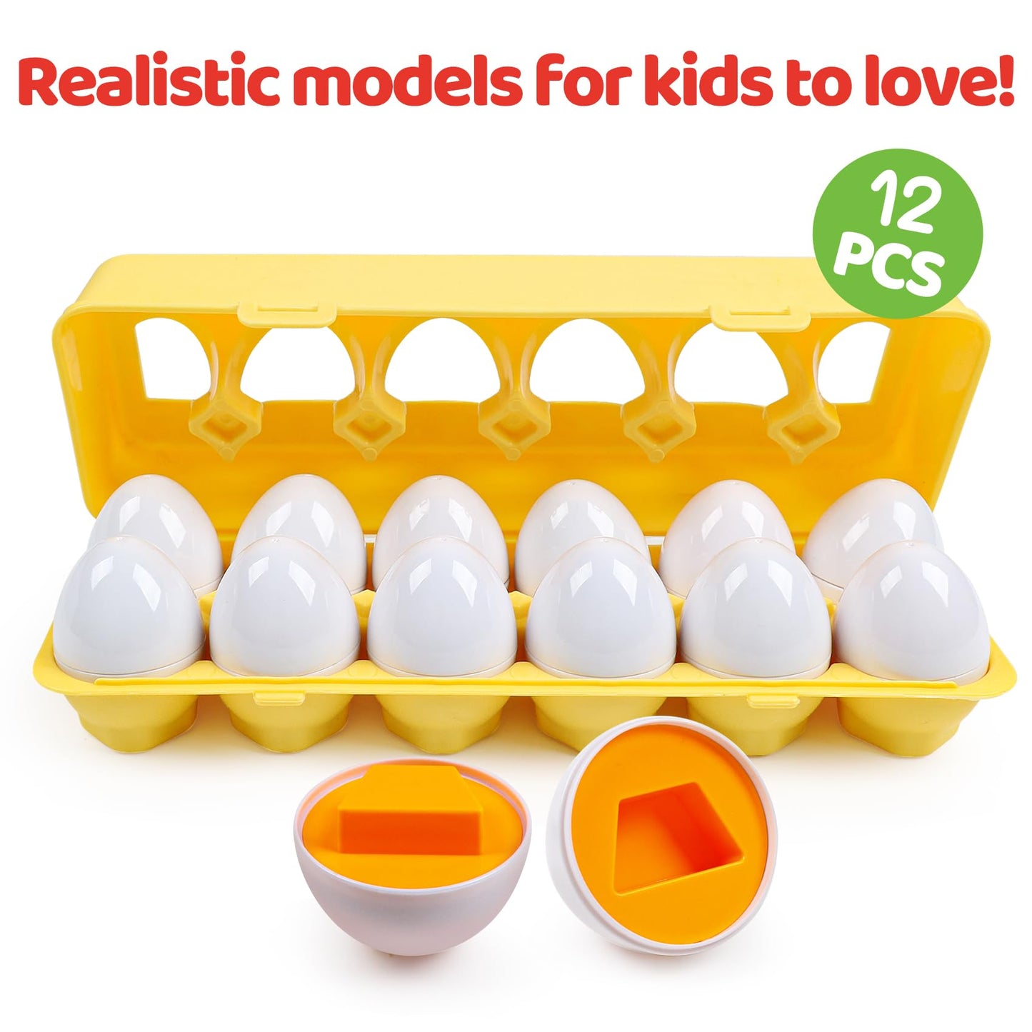 FQKIOMY Egg Toys for Toddlers,Montessori Geometric Eggs Early Fine Motor Skills Learning Color Shape Sorting Matching Game Easte