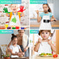 BOUBONI 24 Pieces White Kids Painting Aprons Kids Art Aprons with 2 Roomy Pockets Kids Aprons for Art Painting Activity Kitchen