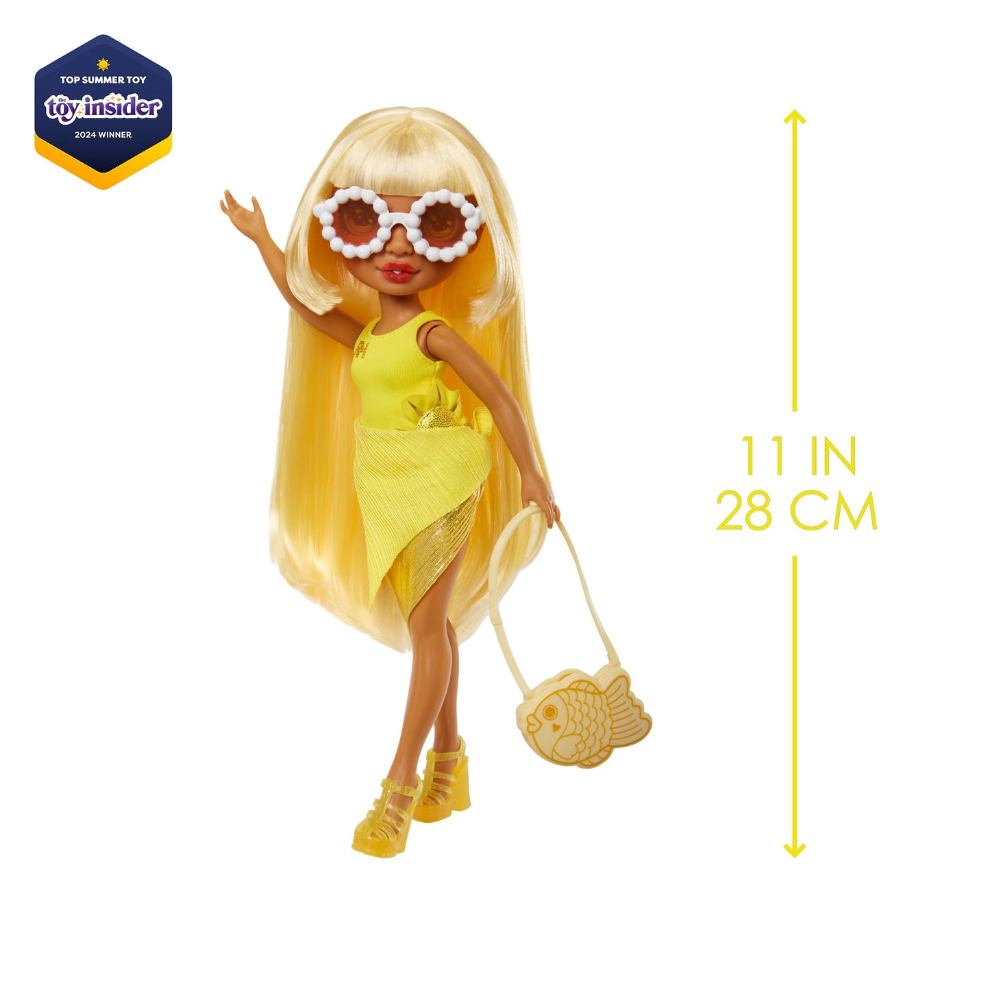 Rainbow High Swim & Style Sunny - Yellow 11' Blonde Fashion Doll With Shimmery Wrap To Style 10+ Ways, Swimsuit, Sandals, Fun Play Accessories, Great Toy Gift For Girls Ages 4-12 Years