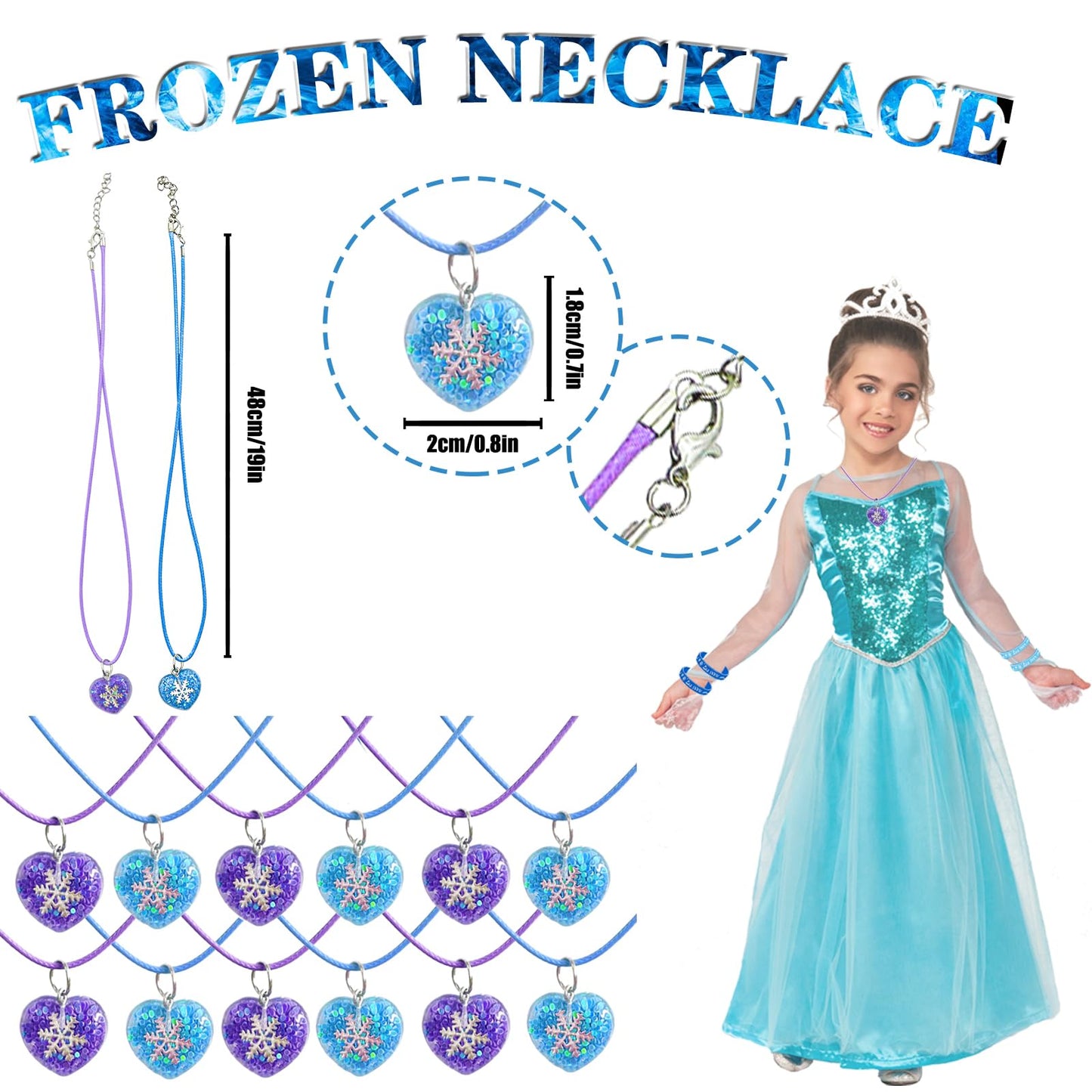 150Pcs Snowflake Birthday Party Favors Supplies Kids Girl Winter Party Decorations Set Include 50 Cookie Bags,12 Bracelets,12 Sn