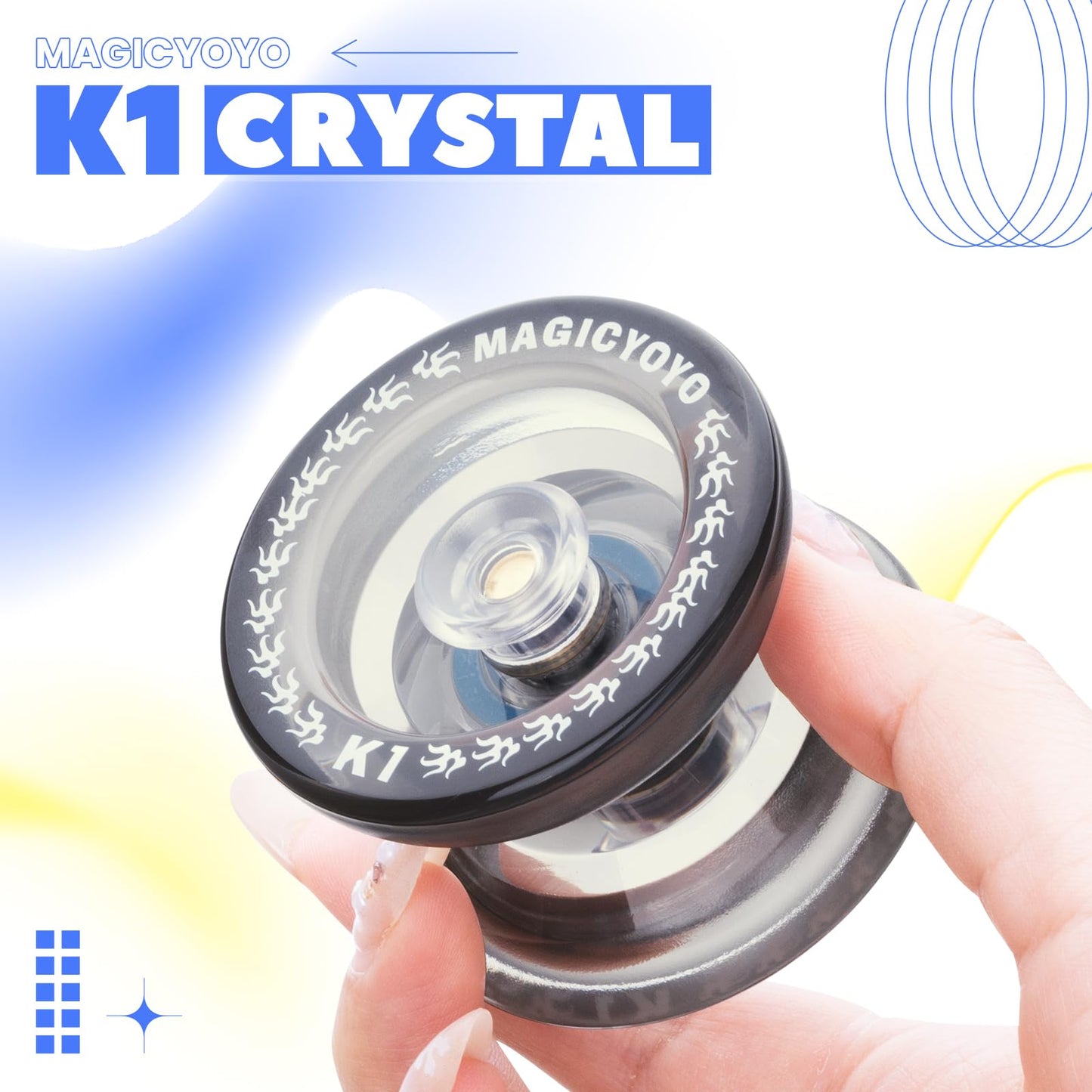 MAGICYOYO K1-Plus Responsive YoYo for Kids Beginners  Plastic ABS Yoyo for mature-themed with Yoyo Glove+Yoyo Storage Bag+12 Replacement Yoyo Strings (Crystal Black)