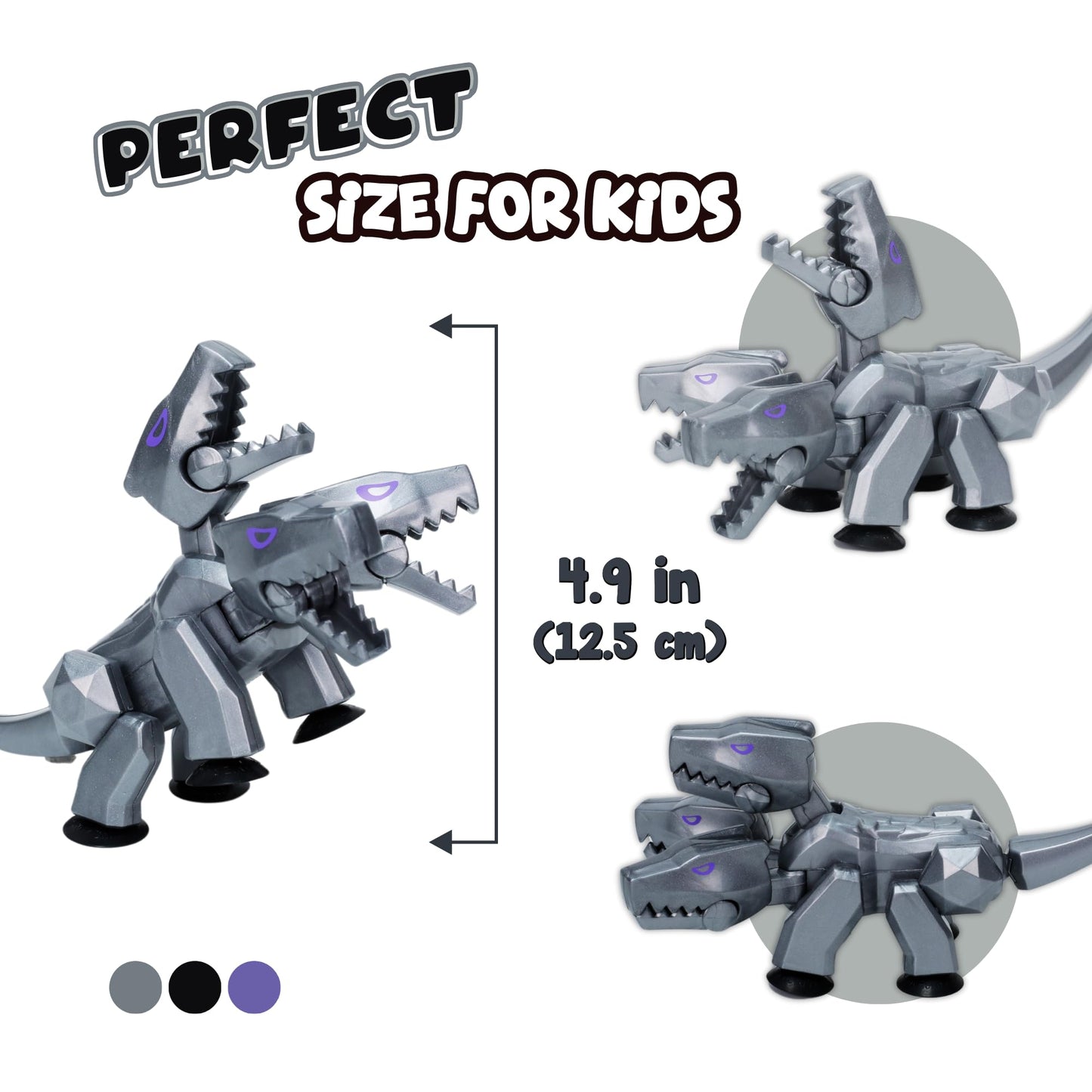 Zing StikBot Mega Monster Animation Pack - Lavender Purple & Silver Cerberus, 5.5" Plastic Toy for Kids Age 4+