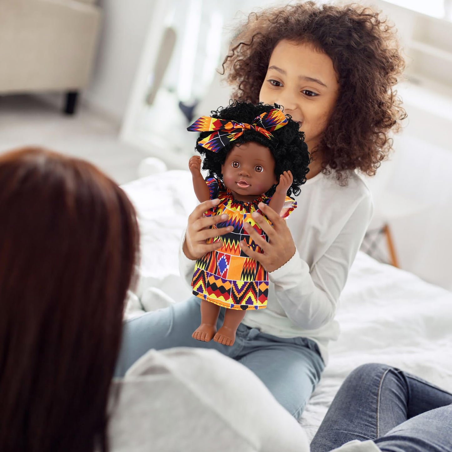 Gagaku Black Baby Doll,13 Inch Black Baby Dolls For 3 4 5 6 Years Old Girls With Curly Hair, Plush Pet Dogtoy,Small Baby Dolls F