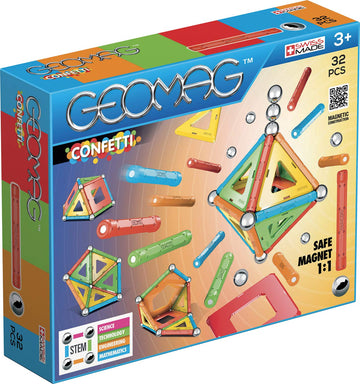 Geomag - Confetti - 32Piece Magnetic Building Set, Certified Stem Construction Toy, Safe for Ages 3 & Up