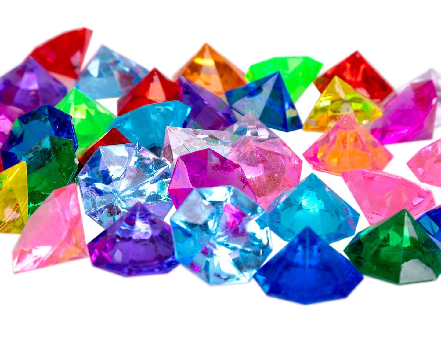 Jollylife 36Pcs Acrylic Diamond Gems Jewels Pirate Treasure Chest Hunt Party Favors 25 Carat Diving Gem Pool Toys